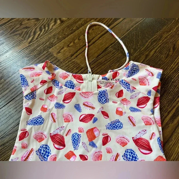 Free People FP Movement x Aila Blue Seashell Print One Piece Swimsuit Small - Picture 4 of 9